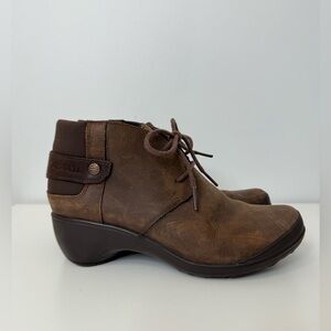 Merrell Veranda Lace Bootie Brown Leather Comfort Ankle Boot Women Size 6.5